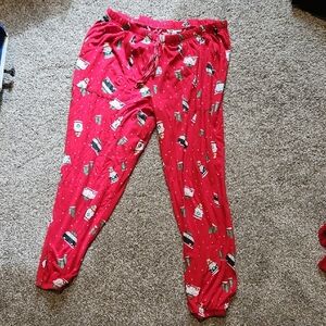 Festive Red Pajama Pants with Holiday Print